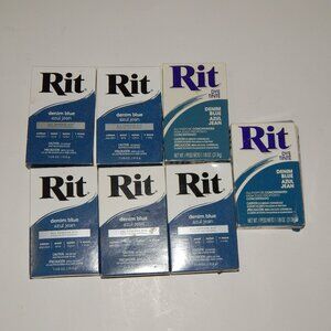 7 RIT - DENIM BLUE - Fabric Dye - 1 1/8oz Boxed Powder For Cotton Wool Nylon